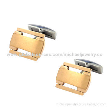 Stainless steel cufflinks interval plating rose gold, elegant
